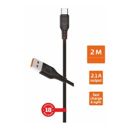  Кабель GoPower GP01T-2M USB (m)-Type-C (m) 2.0м 2.1A черный 