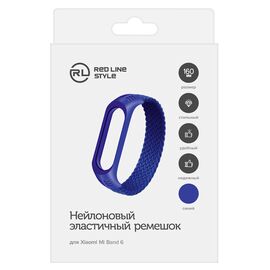  Ремешок плетеный нейлоновый эластичный для Xiaomi Mi Band 5/6 (160 mm), синий 