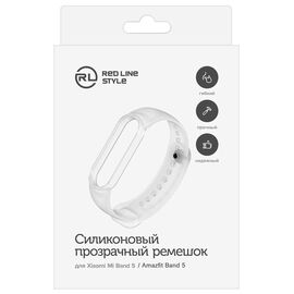  Ремешок силиконовый прозрачный для фитнес-браслета Xiaomi Mi Band 5/ Mi Smart Band 6, белый 