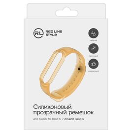  Ремешок силиконовый прозрачный для фитнес-браслета Xiaomi Mi Band 5/ Mi Smart Band 6, оранжевый 