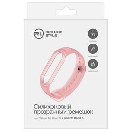  Ремешок силиконовый прозрачный для фитнес-браслета Xiaomi Mi Band 5/ Mi Smart Band 6, розовый 