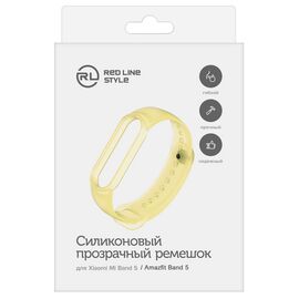  Ремешок силиконовый прозрачный для фитнес-браслета Xiaomi Mi Band 5/ Mi Smart Band 6, желтый 
