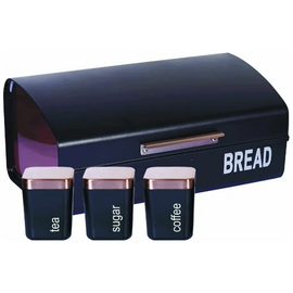  Хлебница Zeidan Z-11021 черная с банками для сыпучих 