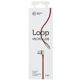 Дата-Кабель Red Line Loop USB - Micro USB, красный 
