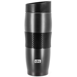  Термокружка LARA LR04-24 <Black> 380мл, двойные стенки, вакуум, сталь/силикон 
