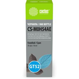  Чернила Cactus CS-M0H54AE GT52 голубой 70мл для HP Ink Tank 110/115/116/118/310/315/316/318/319/515/615;Wireless 410/411/415/416/418/419;GT5810/5820 