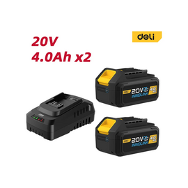  Набор аккумулятор и зарядное устройство Deli DL-CM20A4E (2АКБ 20V 4А*ч + ЗУ 2A, 20V) 