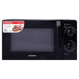 Микроволновая печь SONNEN MW2070BL-6MB, 20л, 700Вт, таймер, механическое управление, ручка, черная 