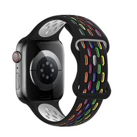  Ремешок HOCO WA19 для умных часов APPLE Watch 38/40/41mm двухцветный силикон чёрный, разноцветные пятна 