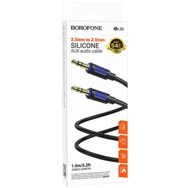  Аудио кабель BOROFONE BL20/ AUX / 3.5 mm jack - 3.5 mm jack/ 1m/ Силикон / Черный, (Арт. B-14373) 