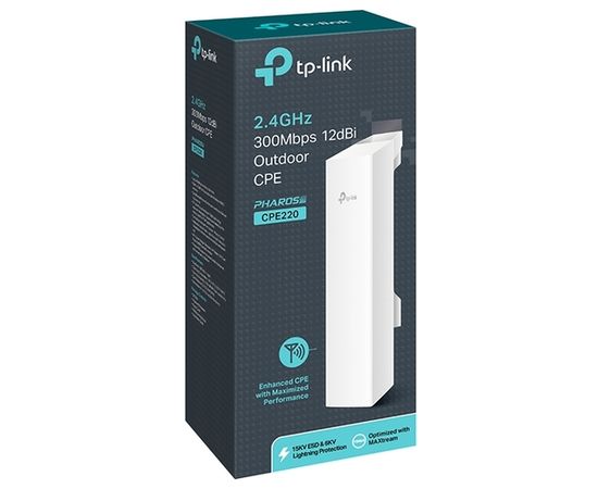  TP-LINK CPE220 SMB, Wi-Fi Точка доступа внешняя, 2.4Ghz, 300Mbps High power, 802.11b/g/n, wirelss transmit power up to 30dBm, 2T2R, 12dBi directional 