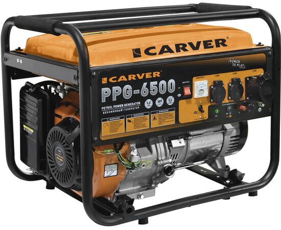  Генератор CARVER PPG- 6500 бензин (LT-188F, 5,0/5,5кВт, 220В, бак 25л, обмотка медь)(6шт/пал) 