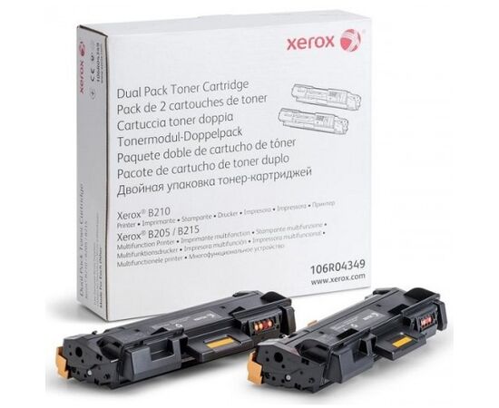  Картридж лазерный Xerox 106R04349 черный x2упак. (6000стр.) для Xerox B205/210/215 