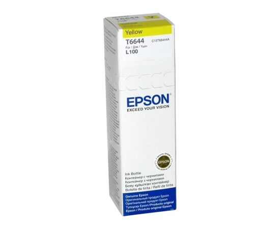  Чернила Epson L100/L200/L110/L120/L1300/L210/L222/L300/L312/L350/L355/L362/L456/L550/L555/L566 (O) C13T66444A/C13T664498, Yellow, 70ml 