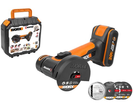  УШМ WORX WX801 1*2,0Ач, кейс 