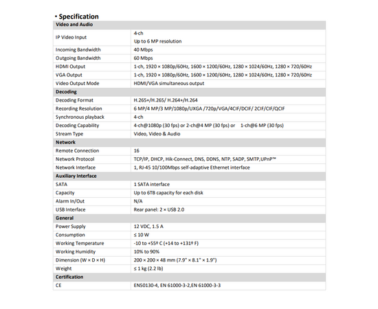  Hikvision DS-7104NI-Q1 4-х канальный IP видеорегистратор 
