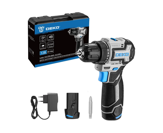 Дрель-шуруповерт аккумуляторный Deko Loner 12V Pro 085-1011 патрон:быстрозажимной (кейс в комплекте) 