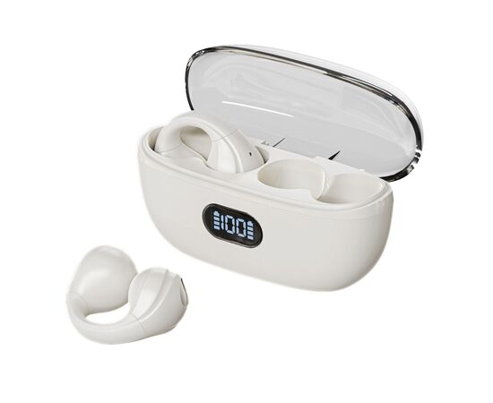  Беспроводная стереогарнитура Breaking BT-04 Clips, LED, Bluetooth 5.3 (Бежевый) 