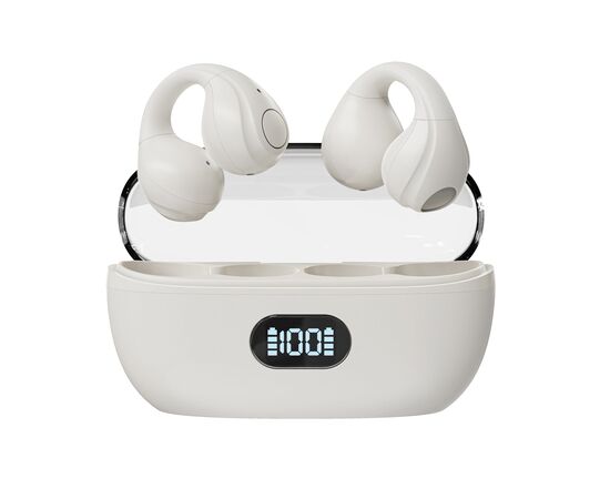  Беспроводная стереогарнитура Breaking BT-04 Clips, LED, Bluetooth 5.3 (Бежевый) 