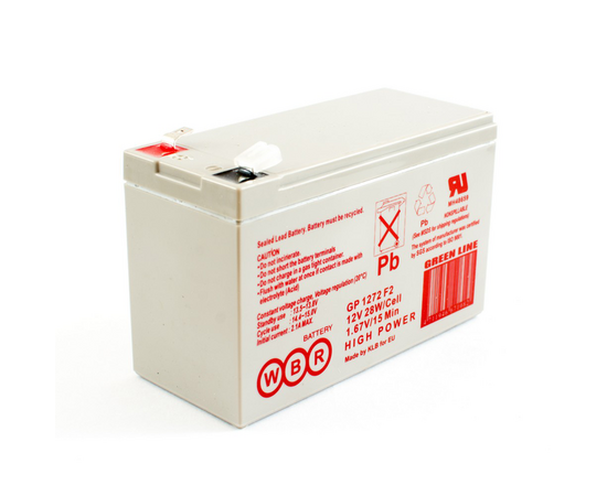  АКБ для ИБП 12В 7.2Ач WBR GP1272 F2, 28W/cell, 86 Whr, 2.2 кг, (ШхГхВ) 151х65х94 мм (102 с клеммами) 