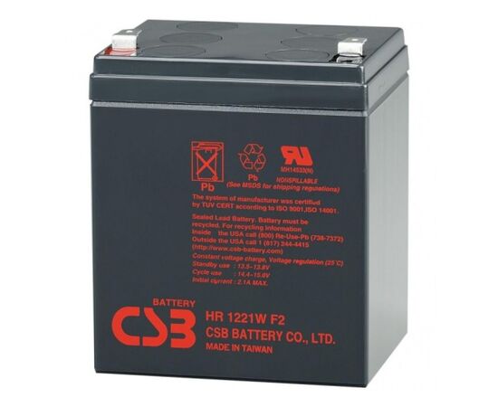  Аккумулятор 12В 5.4Ач CSB High Rate HR1221W F2, 21W/cell, 65 Whr, 1.8 kg, H106xL102(90)xW70 mm 