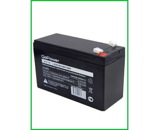  Аккумулятор свинцово-кислотный GoPower LA-1270 12V 7Ah клеммы T2/ F2 (1/5) 