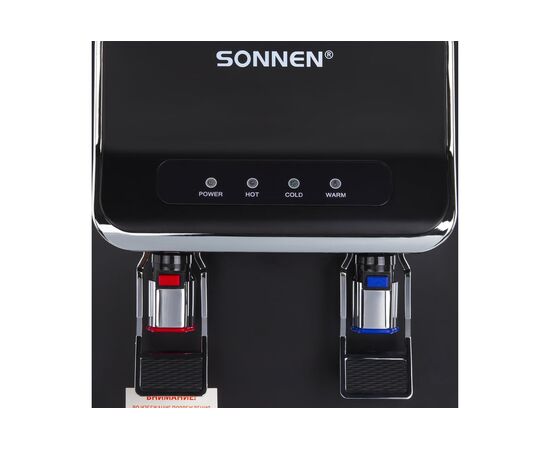  Кулер для воды SONNEN FSE-02WBc (456168) напольный, нагрев/охлаждение электронное, шкаф, 2 крана, черный 