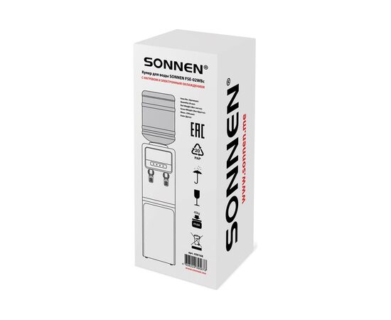  Кулер для воды SONNEN FSE-02WBc (456168) напольный, нагрев/охлаждение электронное, шкаф, 2 крана, черный 