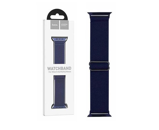  Ремешок для умных часов APPLE Watch 42/44/45/49mm HOCO, WA04 Fashion, нейлон, цвет: тёмный, синий 
