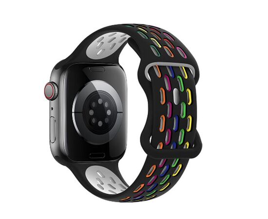  Ремешок HOCO WA19 для умных часов APPLE Watch 38/40/41mm двухцветный силикон чёрный, разноцветные пятна 