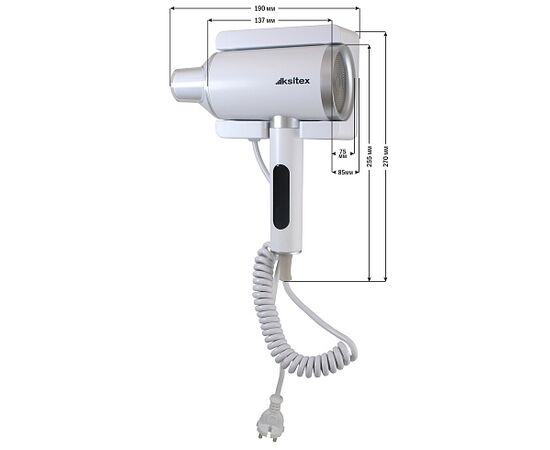  Фен KSITEX F-2000W Jet, 2000Вт, пластик 2 скорости, 2 температурных режима, белый 