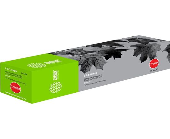  Картридж Cactus CS-C729BK для принтеров Canon i-SENSYS LBP7010C/ LBP7018C, черный, 1200стр. 
