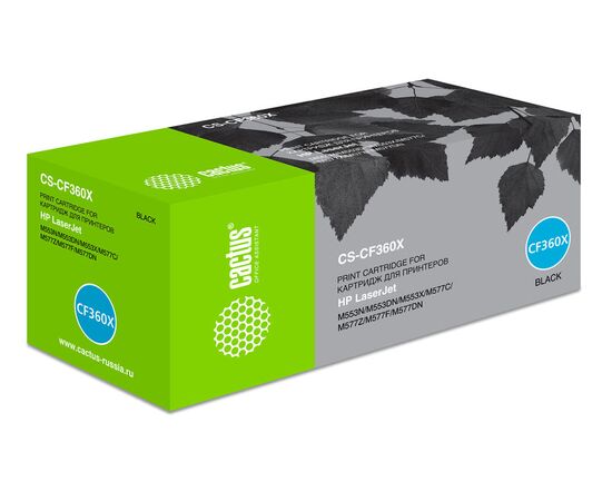  Тонер Картридж Cactus CS-CF360X черный для HP CLJ M552dn/M553dn/M553N/M553x (12500стр.) 