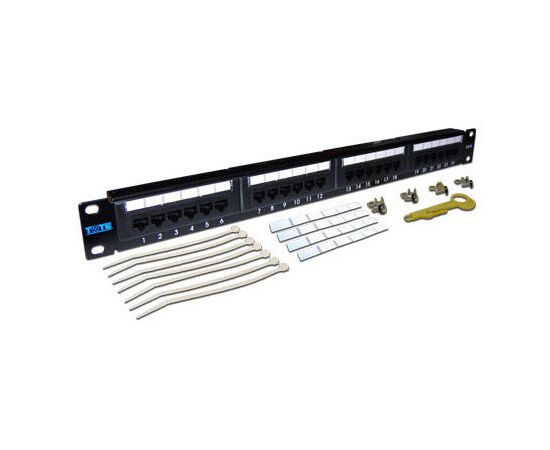  Патч-панель 19", 1U, 24 порта, UTP5e, RJ45/8P8C, 110/Krone/Dual, неэкранированная, TWT TWT-PP24UTP 