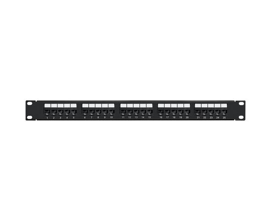  Патч-панель ExeGate EPP-19-25-6P4C-C2 (EX281084RUS) телефонная (19", 1U, 25 port, RJ-12 6P4C, RoHS, Black, RTL) 