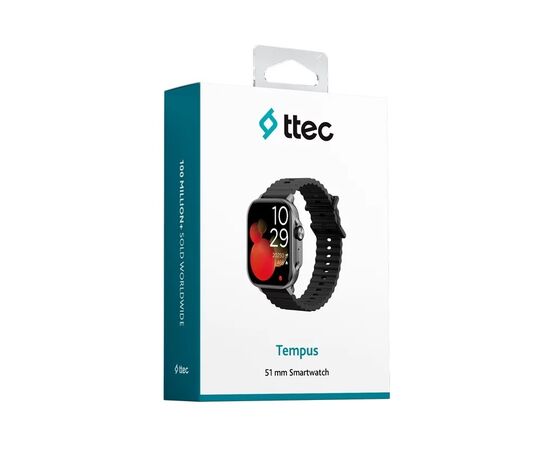  Smart-часы TTEC Tempus 51mm (2SW03S) TFT Screen Rectangular Metal Casing Smart Watch Black/Black 