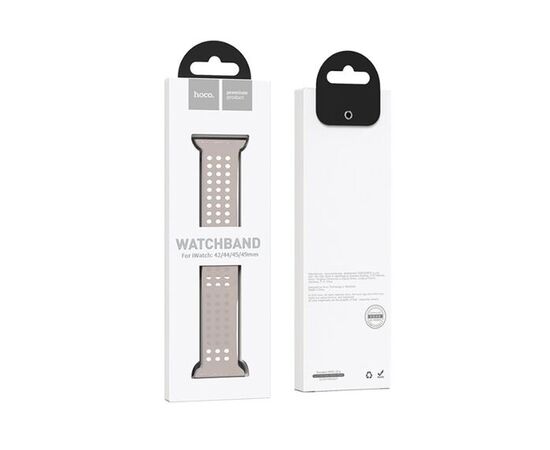  Ремешок HOCO WA08 Flexible для умных часов APPLE Watch 42/44/45/49mm силикон серый, светлый 